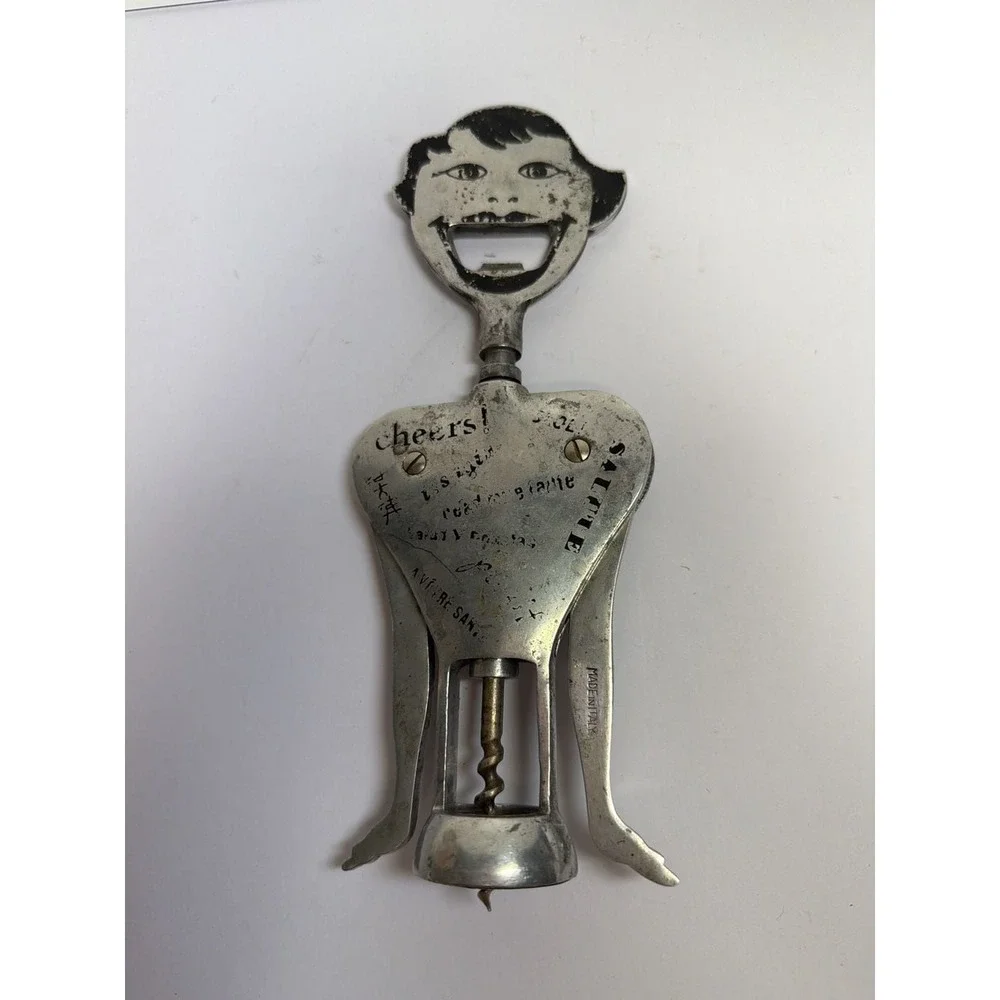 Vintage Italy Metal Barmaid Figural Corkscrew/bottle Opener Kitchen Accessory Ma